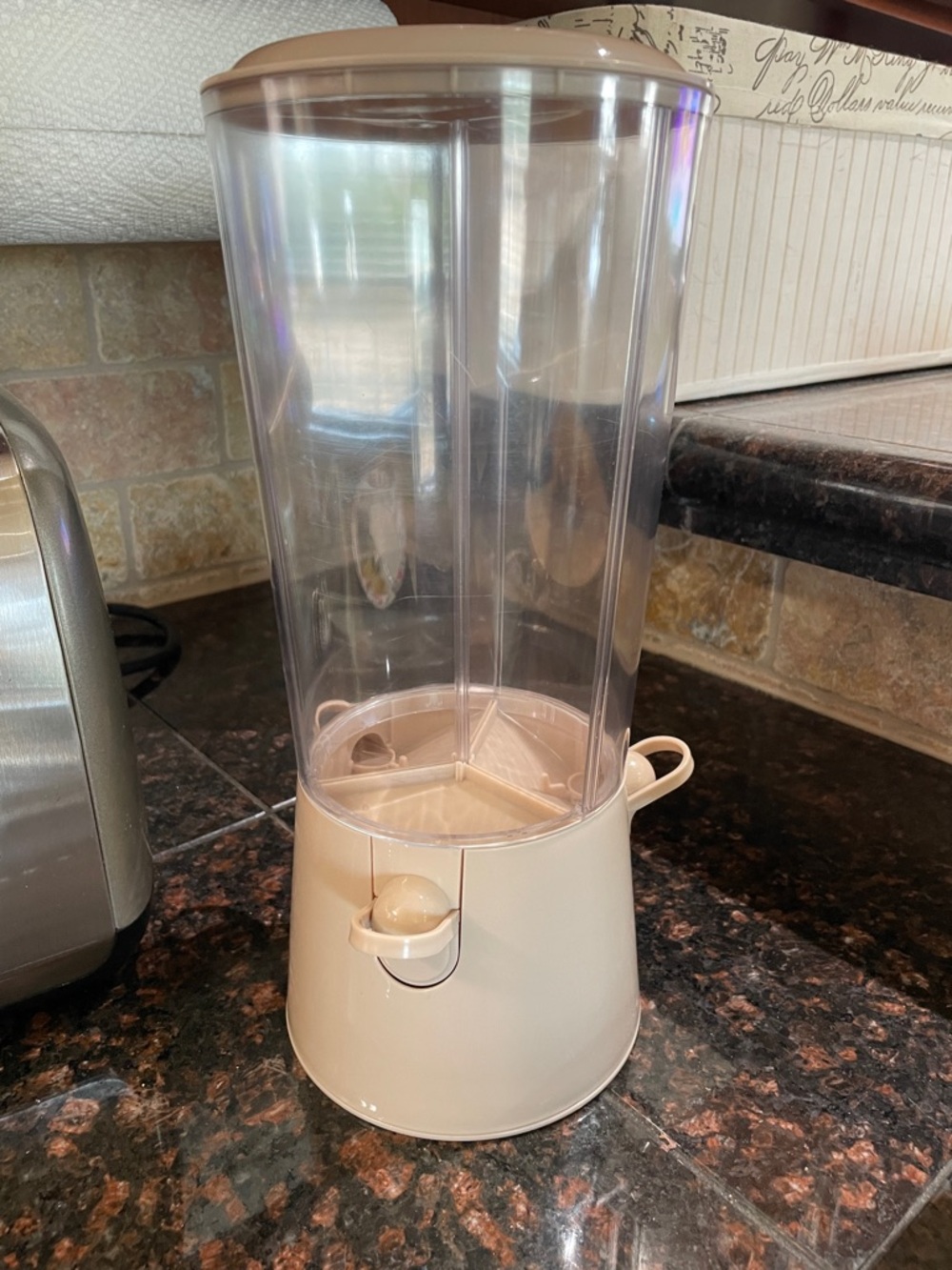 Marshalls Cream and Clear Plastic Countertop Candy Dispenser